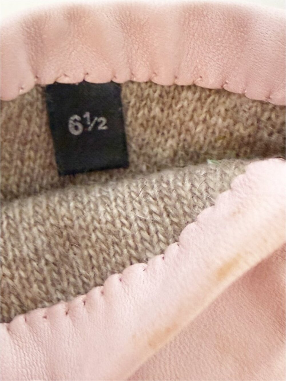 NM Neiman Marcus Ladies Pink Leather Cashmere Lined Gloves 6.5 - Picture 5 of 11